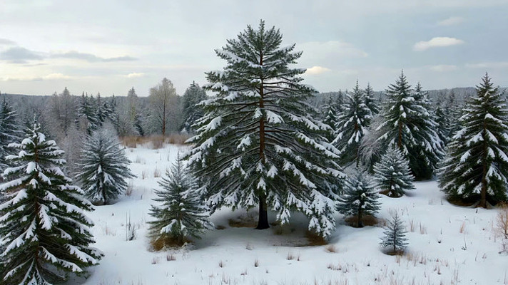 冬日雪覆森林全景 冬日雪覆森林全景