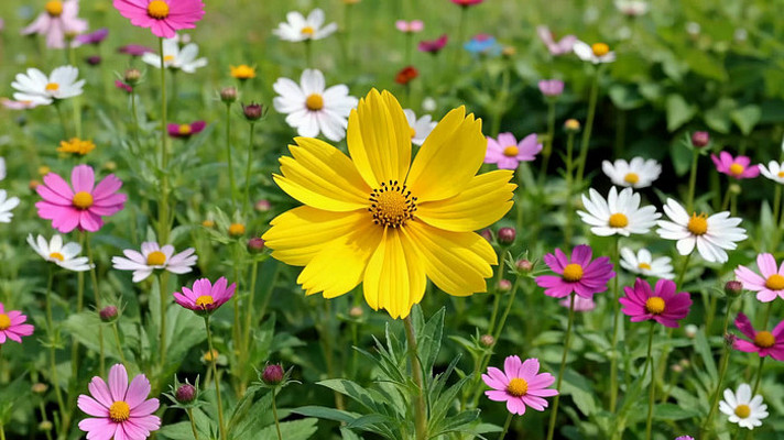 多彩格桑花花卉特写 多彩格桑花花卉特写