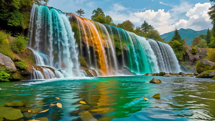 多彩瀑布自然风光素材 多彩瀑布自然风光素材