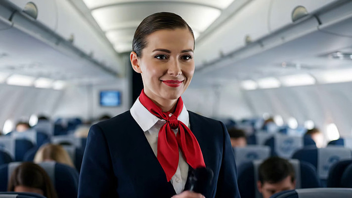 飞机上女乘务员手持话筒播报 飞机上女乘务员手持话筒播报