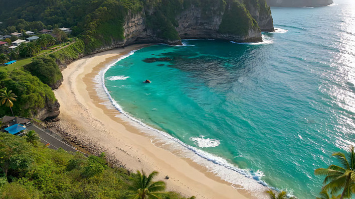 俯瞰海滩与周边自然风光 俯瞰海滩与周边自然风光