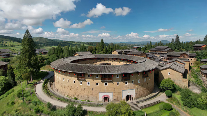福建土楼村落航拍全景 福建土楼村落航拍全景