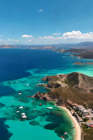 俯瞰蓝色大海与沙滩海岸 俯瞰蓝色大海与沙滩海岸