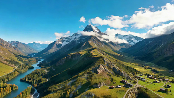 高山河谷自然风光航拍 高山河谷自然风光航拍