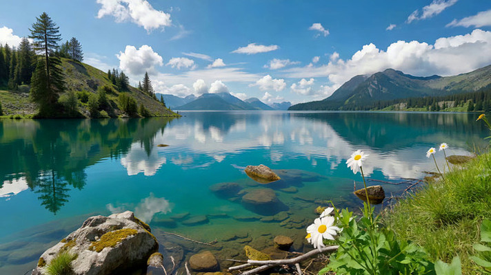 高山湖泊森林自然风光 高山湖泊森林自然风光