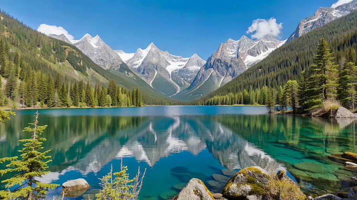 高山湖泊森林自然风光 高山湖泊森林自然风光