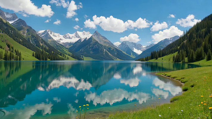 高山湖泊自然风光 高山湖泊自然风光