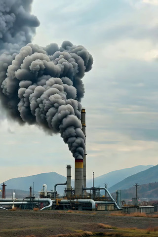 工厂烟囱排放烟雾场景 工厂烟囱排放烟雾场景