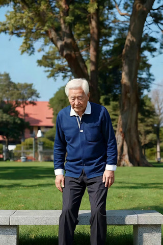 公园中休憩的白发老人 公园中休憩的白发老人