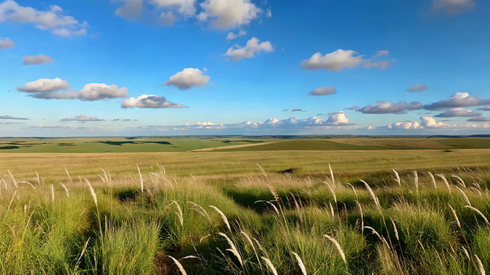 广阔草原蓝天白云风景 广阔草原蓝天白云风景