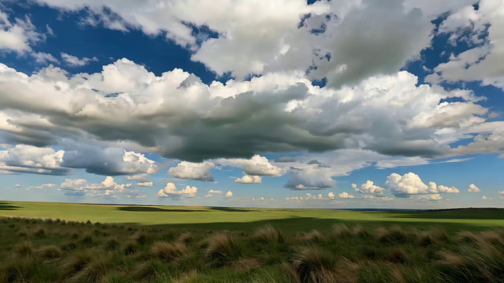 广阔草原蓝天白云全景 广阔草原蓝天白云全景