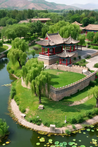 古典亭台楼阁园林景观航拍 古典亭台楼阁园林景观航拍