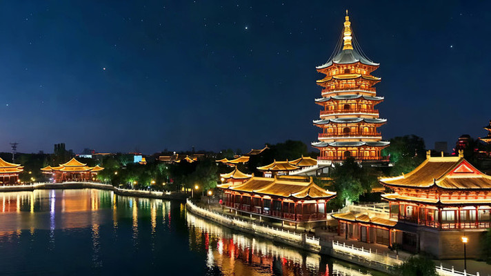 古建筑夜景全景 古建筑夜景全景