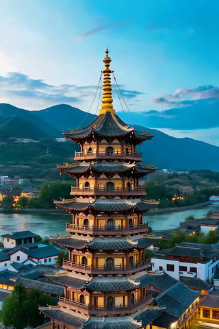 古塔古建筑全景 古塔古建筑全景