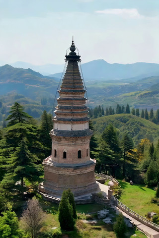 古塔远景自然风光 古塔远景自然风光