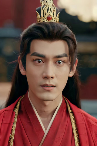 古装男子头戴金冠近景 古装男子头戴金冠近景