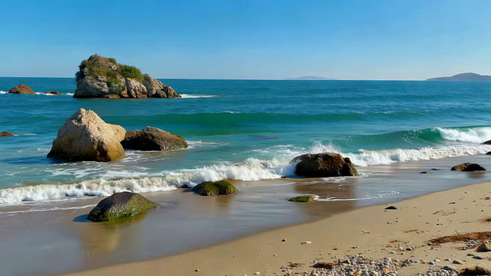海岸边海浪拍打礁石景观 海岸边海浪拍打礁石景观