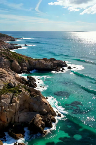 海岸边岩石与海浪风景 海岸边岩石与海浪风景