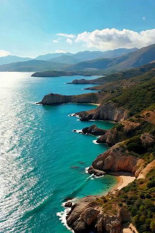 海岸山地自然风光俯瞰 海岸山地自然风光俯瞰