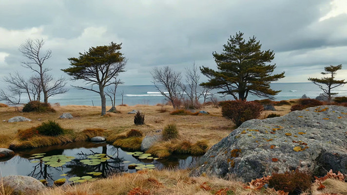 海边草地树木景观 海边草地树木景观
