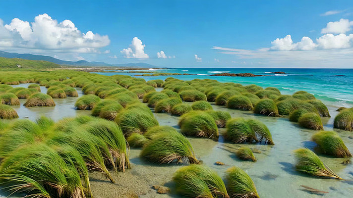 海边草地自然风光 海边草地自然风光
