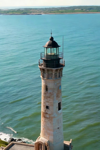 海边灯塔俯瞰全景素材 海边灯塔俯瞰全景素材