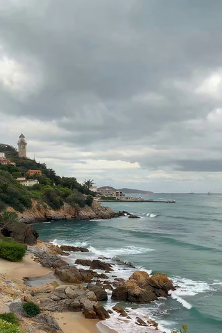 海边灯塔礁石自然风光 海边灯塔礁石自然风光