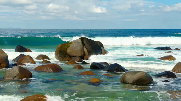 海边海浪拍打礁石景观 海边海浪拍打礁石景观