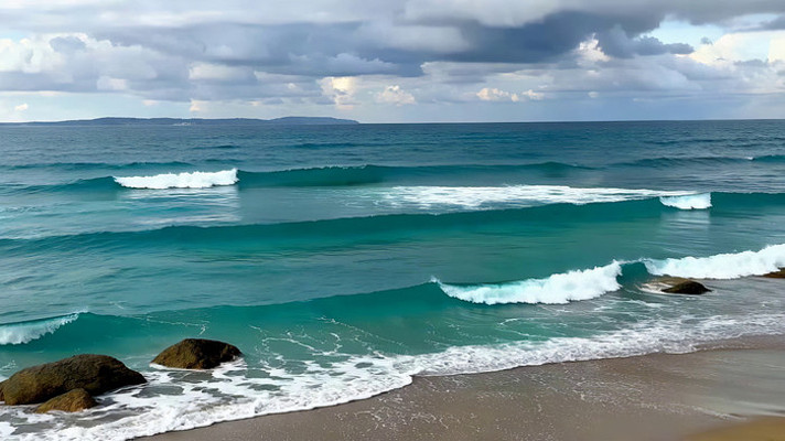 海边海浪拍打礁石景象 海边海浪拍打礁石景象