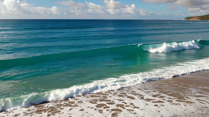海边海浪拍打沙滩景象 海边海浪拍打沙滩景象