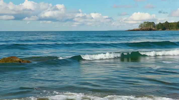 海边海浪与远处岛屿景观 海边海浪与远处岛屿景观