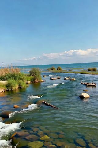 海边河流石头自然风光 海边河流石头自然风光