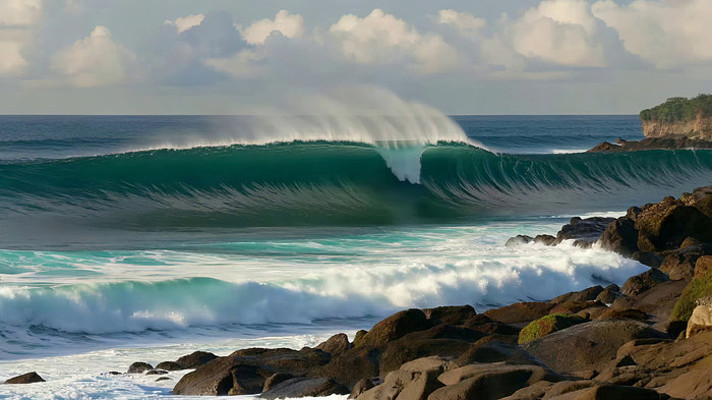 海边礁石处海浪翻涌景象 海边礁石处海浪翻涌景象