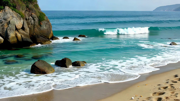 海边礁石海浪景观 海边礁石海浪景观