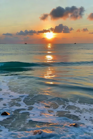海边日落海浪景观素材 海边日落海浪景观素材