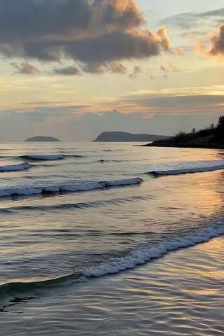 海边日落海浪全景 海边日落海浪全景