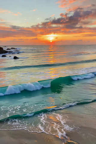 海边日落海浪实拍素材 海边日落海浪实拍素材