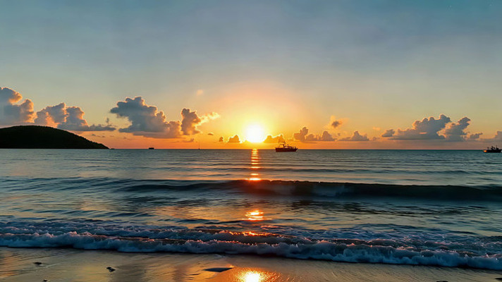 海边日落全景 海边日落全景