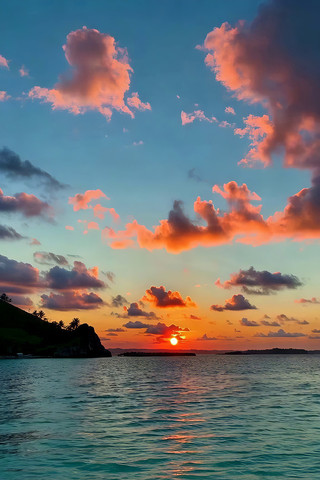 海边日落天空自然景观 海边日落天空自然景观