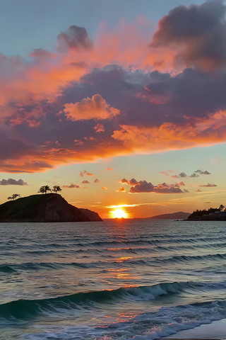 海边日落自然风光 海边日落自然风光
