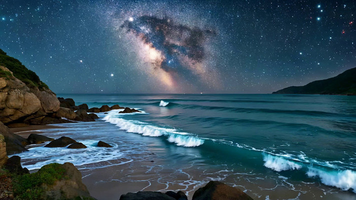 海边星空夜景素材 海边星空夜景素材