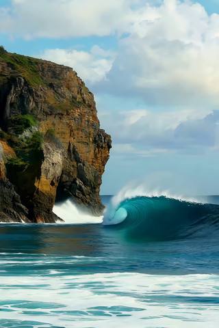海边悬崖与海浪景观 海边悬崖与海浪景观