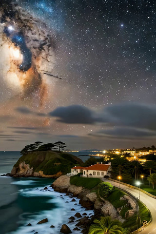 海边夜景星空素材 海边夜景星空素材