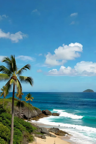海边椰林沙滩风景 海边椰林沙滩风景