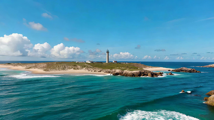 海岛灯塔海景俯瞰 海岛灯塔海景俯瞰