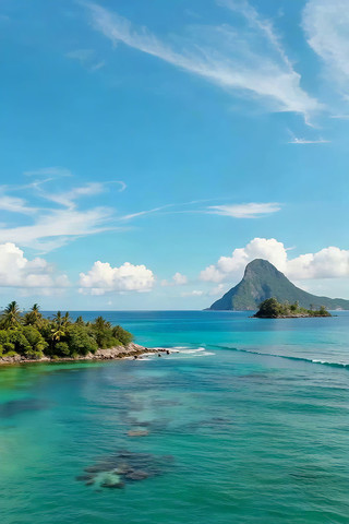 海岛青山碧海蓝天风景 海岛青山碧海蓝天风景