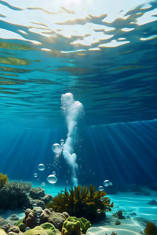 海底珊瑚与气泡景观 海底珊瑚与气泡景观