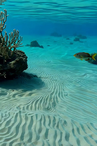 海底珊瑚与游动的鱼 海底珊瑚与游动的鱼