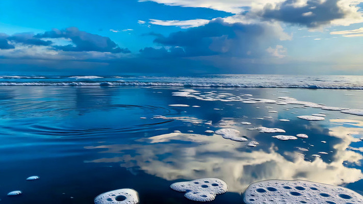 海面泡沫与天空倒影素材 海面泡沫与天空倒影素材