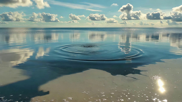 海面水波荡漾天空有云朵 海面水波荡漾天空有云朵